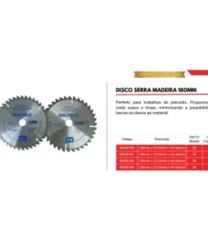 DISCO DE CORTE MADEIRA 180MM 60D FURO 22,23MM